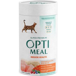 Optimeal Indoor Health Cat Chicken & Brown Rice Recipe Dry Cat Food, 1.4-lb carton tube, case of 2