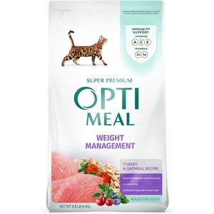 Optimeal Weight Management Turkey & Oatmeal Recipe Dry Cat Food, 8.8-lb bag