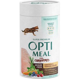 Optimeal Grain-Free Chicken & Veggies Recipe Dry Cat Food, 1.4-lb carton tube, case of 2
