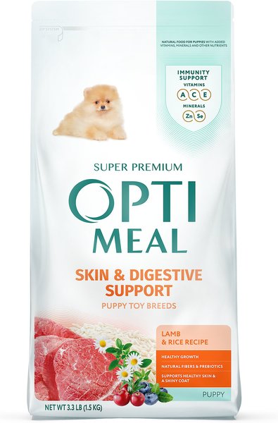 Optimeal Puppy Skin & Digestive Support Lamb & Rice Recipe Toy Breed Dry Dog Food, 3.3-lb bag slide 1 of 5