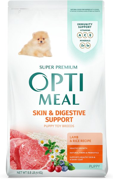 Optimeal Puppy Skin & Digestive Support Lamb & Rice Recipe Toy Breed Dry Dog Food, 8.8-lb bag slide 1 of 5