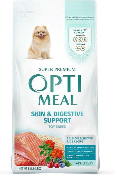 Optimeal Skin & Digestive Support Salmon & Brown Rice Recipe Toy Breed Dry Dog Food, 3.3-lb bag slide 1 of 5