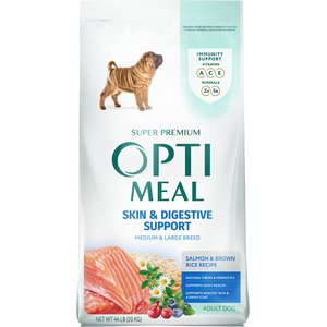 Optimeal Skin & Digestive Support Salmon & Brown Rice Recipe Medium & Large Breed Dry Dog Food, 44-lb bag