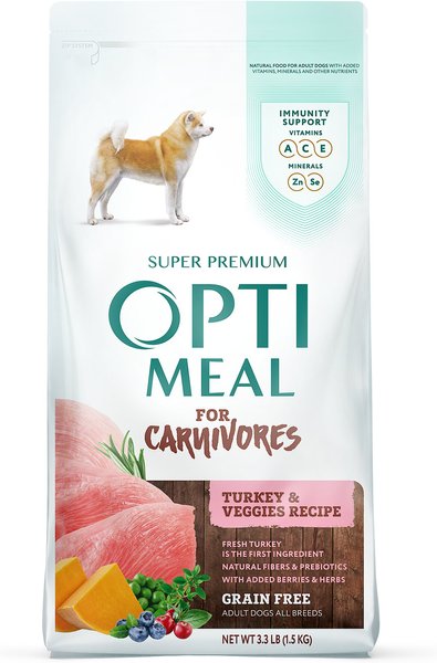 Optimeal Grain-Free Turkey & Veggies Recipe All Breed Dry Dog Food, 3.3-lb bag slide 1 of 5