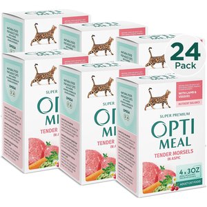 Optimeal Tender Morsels with Lamb & Veggies In Aspic Recipe Wet Cat Food, 3-oz pouch, case of 24