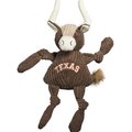 HuggleHounds Texas Longhorn Knottie Tough Squeaky Plush Dog Toy, Brown, Large 