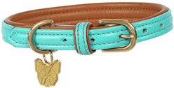 Digby & Fox Padded Leather Dog Collar, Aqua, X-Small