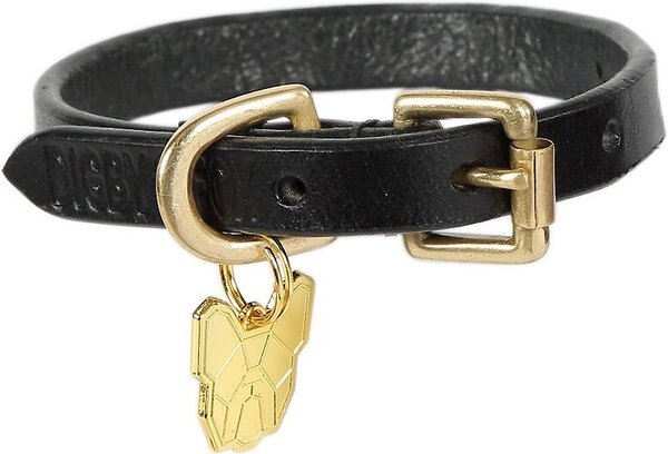 Digby & Fox Flat Leather Dog Collar, Black, XXX-Small slide 1 of 2