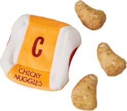 Cosmo Furbabies Chicken Nugget Puzzle Plush Dog Toy, Yellow & White, 6-in