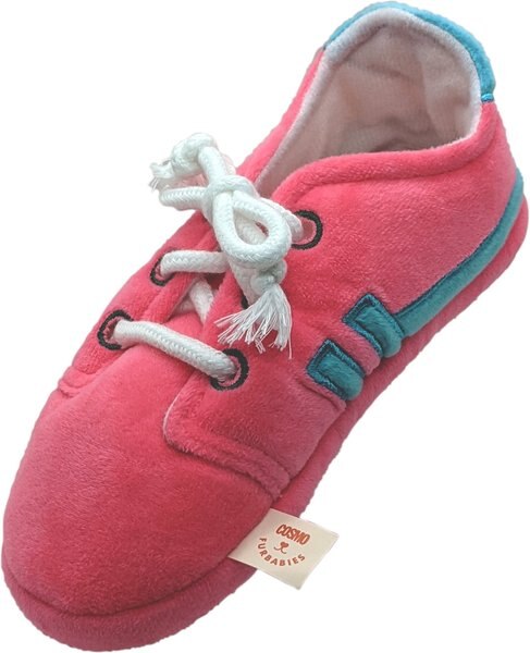 Cosmo Furbabies Sneaker Plush Dog Toy, Pink, 8.5-in slide 1 of 3