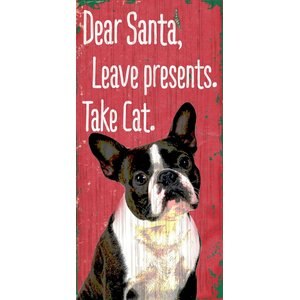 Fan Creations Dear Santa Wall Decor, Boston Terrier