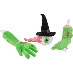 Frisco Halloween Body Parts Plush Squeaky Dog Toy, Medium/Large, 3 count