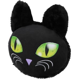 Frisco Halloween Black Cat Round Plush Squeaky Dog Toy, Medium/Large