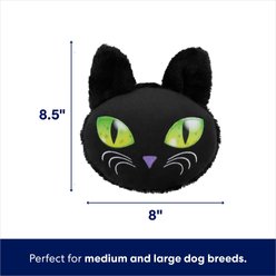 Frisco Halloween Black Cat Round Plush Squeaky Dog Toy, Medium/Large slide 2 of 5
