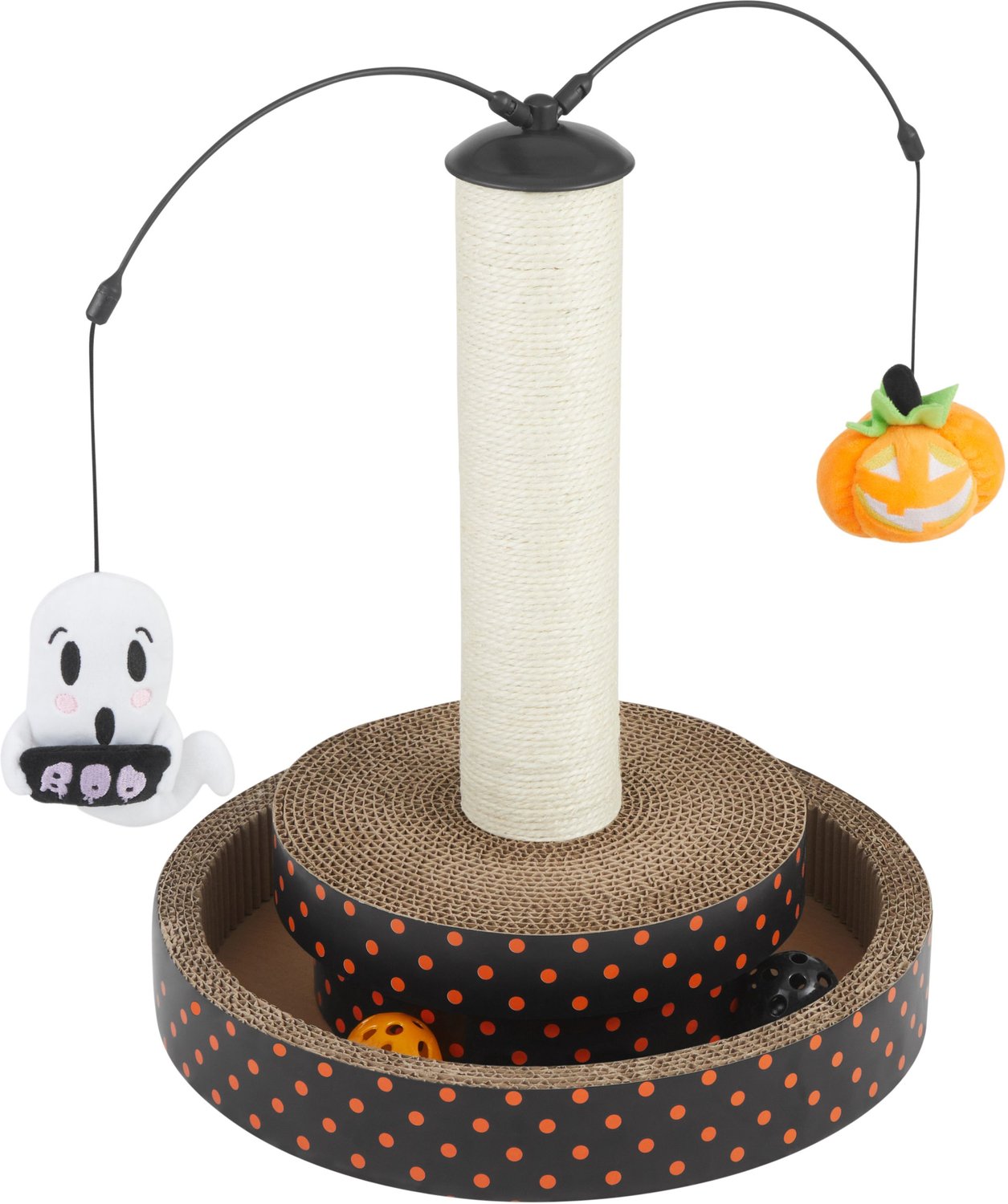 Frisco Halloween Pumpkin and Ghost Interactive Scratcher Cat Toy with Catnip