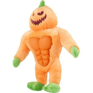 Frisco Halloween Pumpkin Muscle Plush Squeaky Dog Toy, Medium/Large