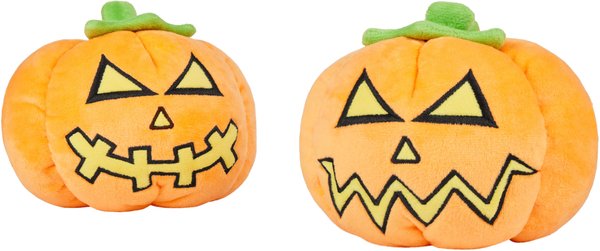 Frisco Halloween Scary Jack-O-Lantern Plush Squeaky Dog Toy, 2 count slide 1 of 5