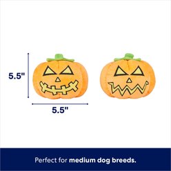 Frisco Halloween Scary Jack-O-Lantern Plush Squeaky Dog Toy, Medium, 2 count slide 2 of 5