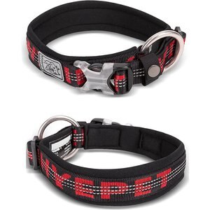 Chai's Choice Premium Dog Collar, Black & Red, Small