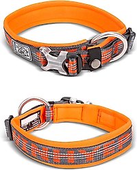 Chai's Choice Premium Dog Collar, Orange & Gray, Medium