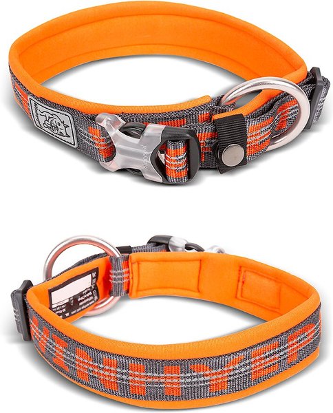 Chai's Choice Premium Dog Collar, Orange & Gray, Medium slide 1 of 7