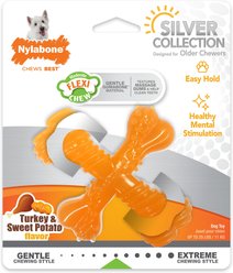 Nylabone Flexi Chew X-Bone Senior Dog Chew Toy, Turkey & Sweet Potato, Small slide 1 of 9