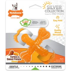 Nylabone Flexi Chew X-Bone Senior Dog Chew Toy, Turkey & Sweet Potato, Small