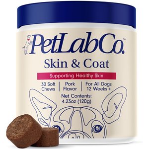 PetLab Co. Pork Flavored Soft Chew Skin & Coat Supplement for Dogs, 30 count