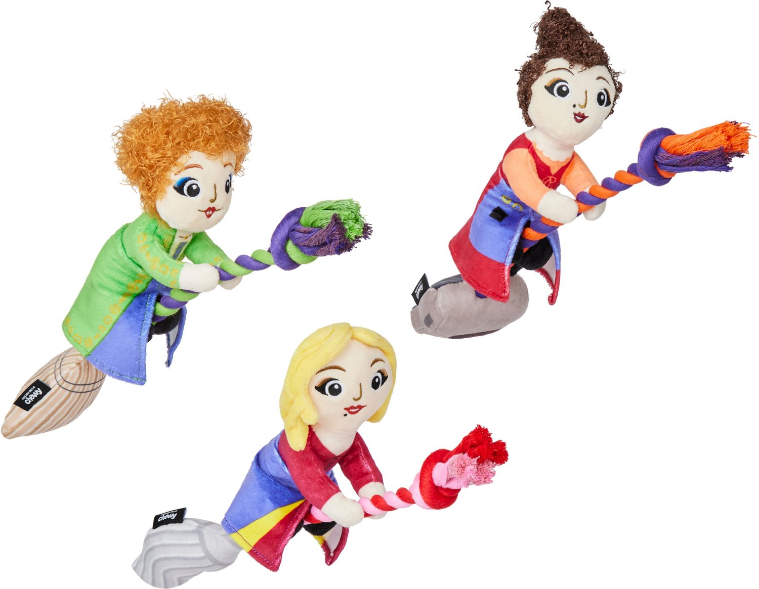 Disney's Hocus Pocus: Halloween Sanderson Sisters Plush Squeaker Crinkle Pet  Toy 3-piece Set