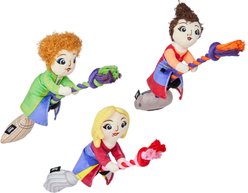 Disney Halloween Hocus Pocus Sanderson Sisters Plush with Rope Squeaky Dog Toy, Medium, 3 count
