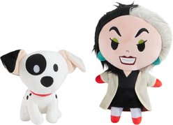 Disney Halloween Villains Cruella De Vil & Dalmatian Plush Squeaky Dog Toy, 2 count