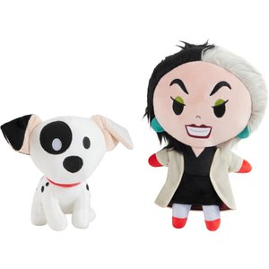Disney Villains Cruella Deville and Dalmatian Plush Squeaky Dog Toy, 2 count