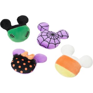 Disney Halloween Mickey & Minnie Mouse Plush Cat Toy with Catnip, 4 count