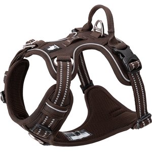 Chai's Choice Premium Quick Release Outdoor Adventure 3M Polyester Reflective Front Clip Dog Harness, Large, Chocolate