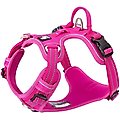 Chai's Choice Premium Quick Release Outdoor Adventure 3M Polyester Reflective Front Clip Dog Harness, Large, Fuchsia