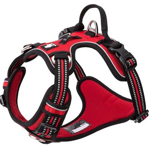 Chai's Choice Premium Quick Release Outdoor Adventure 3M Polyester Reflective Front Clip Dog Harness, Large, Red