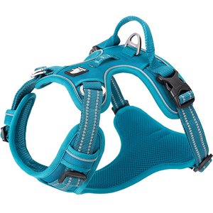 Chai's Choice Premium Quick Release Outdoor Adventure 3M Polyester Reflective Front Clip Dog Harness, Medium, Teal Blue