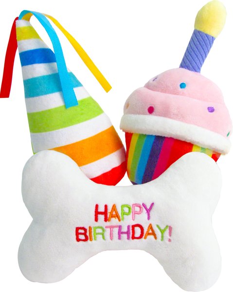 TONBO Birthday Party Combo Crinkle Plush Dog Toy, 3 count slide 1 of 8