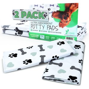 Green Lifestyle Printed Reusable Cat & Dog Pee Pads, Blue & White, 30 x 34-in, 2 count