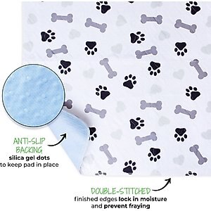 Green Lifestyle Printed Reusable Cat & Dog Pee Pads, Blue & White, 34 x 36-in, 6 count