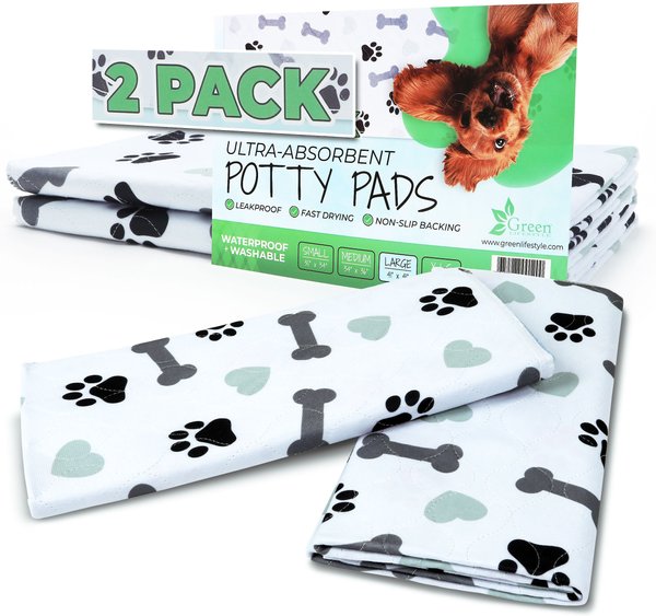 Green Lifestyle Printed Reusable Cat & Dog Pee Pads, Blue & White, 2-pack, 41 x 41-in slide 1 of 9