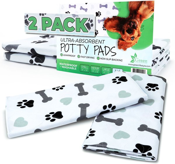 Green Lifestyle Printed Reusable Cat & Dog Pee Pads, Blue & White, 2-pack, 48 x 48-in slide 1 of 9