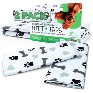 Green Lifestyle Printed Reusable Cat & Dog Pee Pads, Blue & White, 48 x 48-in, 2 count