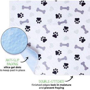 Green Lifestyle Printed Reusable Cat & Dog Pee Pads, Blue & White, 48 x 48-in, 2 count