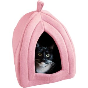 Pet Adobe Soft Enclosed Igloo Cat Bed, Pink