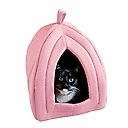 Pet Adobe Soft Enclosed Igloo Cat Bed, Pink