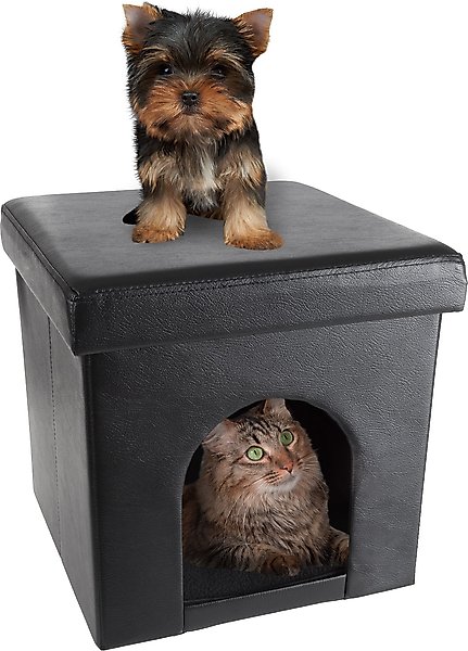 Pet Adobe Ottoman Dog & Cat House, Black slide 1 of 6