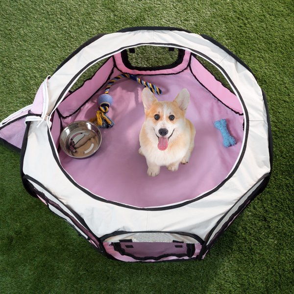 Pet Adobe Portable Pop-Up Dog Play Pen, Pink, Small slide 1 of 6