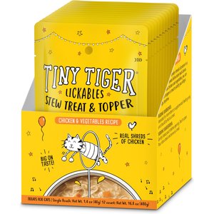Tiny Tiger Lickables Stew Chicken & Veggies Recipe Cat Treat & Topper, 1.4-oz pouch, case of 12