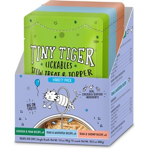 Tiny Tiger Lickables Stew Variety Pack Cat Treat & Topper, 1.4-oz pouch, case of 12